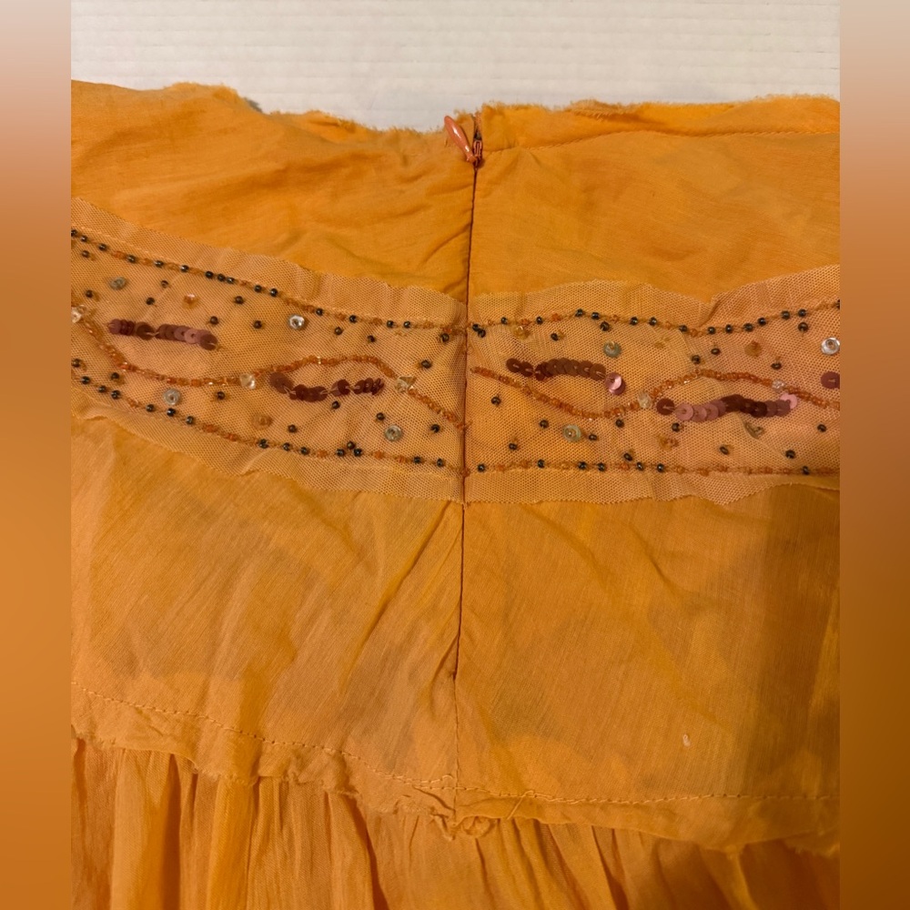 Angel Nina Vtg Bright Orange Embellished Layered Ruffle Midi Skirt- France - Picture 9 of 11